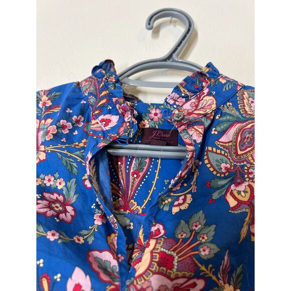 J Crew Liberty Fabric Floral Blue Tank Top Womens Sz 00 Lightweight Cottagecore - Picture 2 of 9